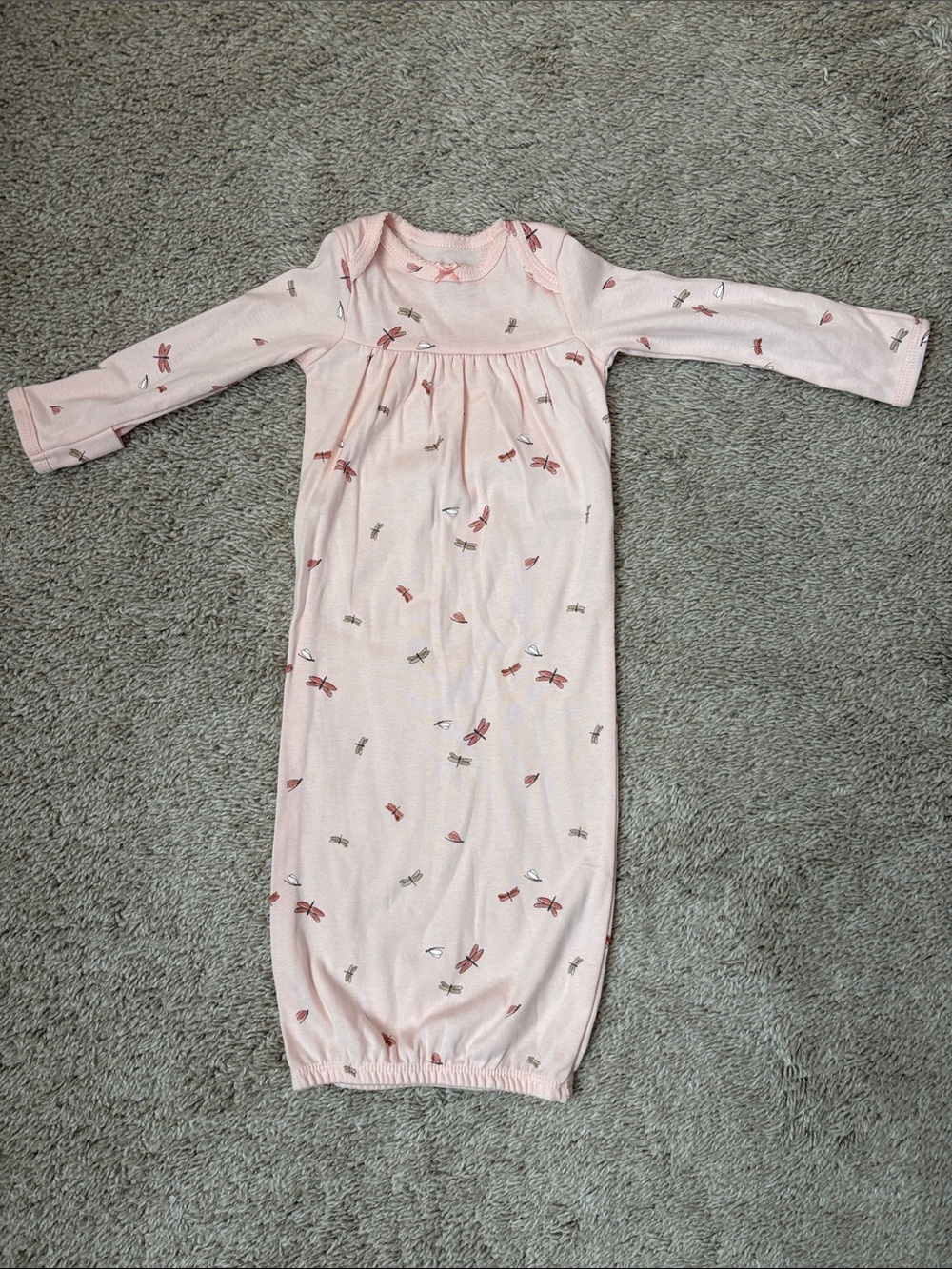 Pink Baby Sleep Dress with Dragonfly Print